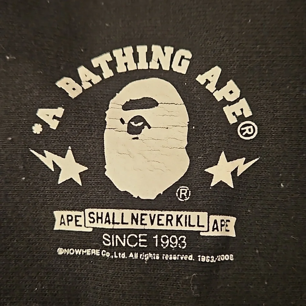 A BATHING APE BAPE Hoodie Sweatshirt ~ Black with Baby Milo Graphic Small
